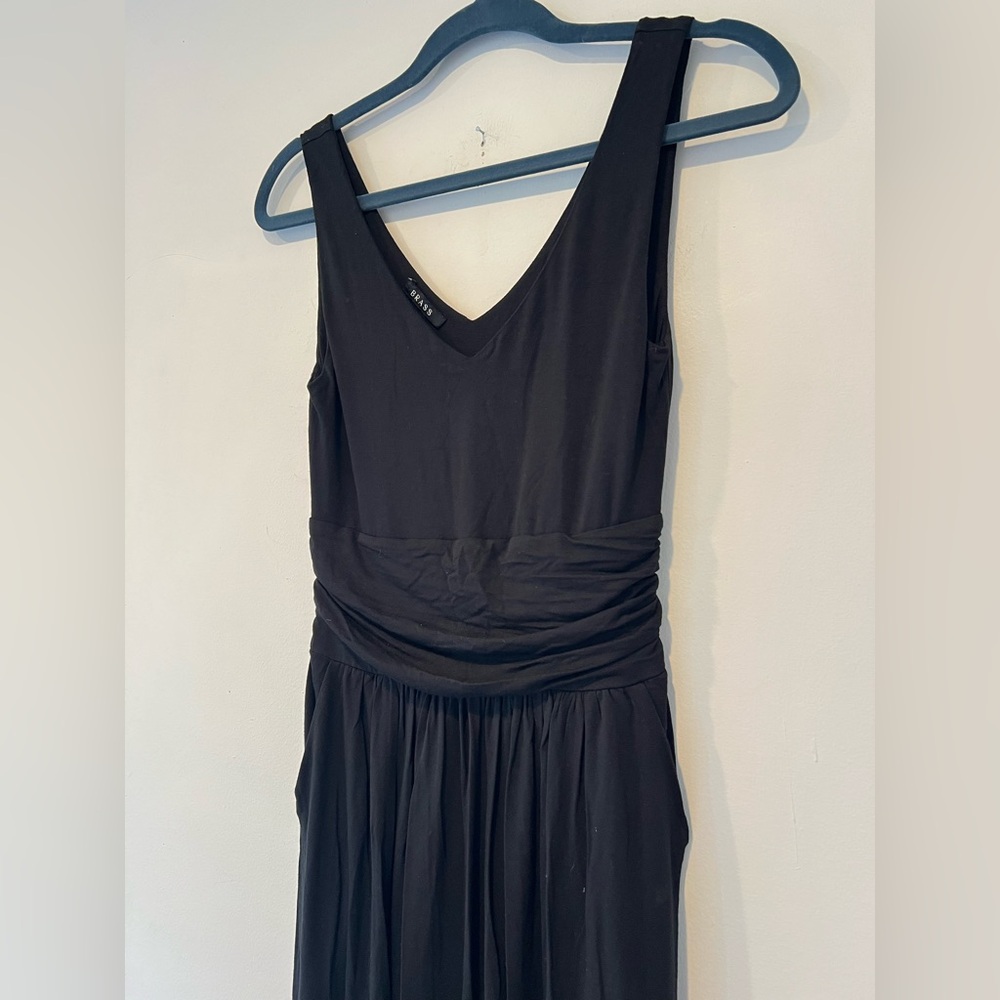 Brass the tank maxi dress sleeveless black jersey stretch pockets small - Picture 8 of 15